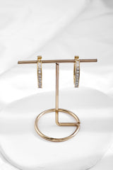 Fashionable Geometric Square Ear Clips with Zircon Inlay