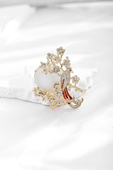 Zircon-Inlaid Queyue Floral Chinese-style Brooch