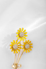 Golden Daisy Bouquet Brooch Inlaid with Zircon