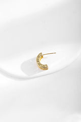 Zircon-inlaid and gold-plated letter C-shaped earrings