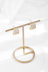 Zircon-inlaid and gold-plated letter C-shaped earrings