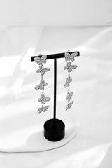 Multi-layered Zircon-inlaid Butterfly Tassel Earrings