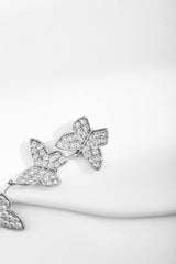 Multi-layered Zircon-inlaid Butterfly Tassel Earrings