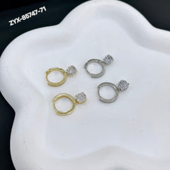 Shimmering Diamond Silver Hoop Earrings