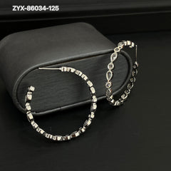 Diamond Chain Hoop Earrings