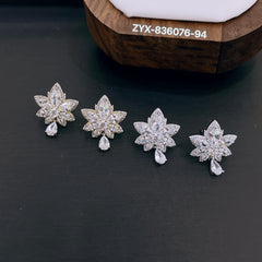 Maple Leaf Shimmering Diamond Stud Earrings